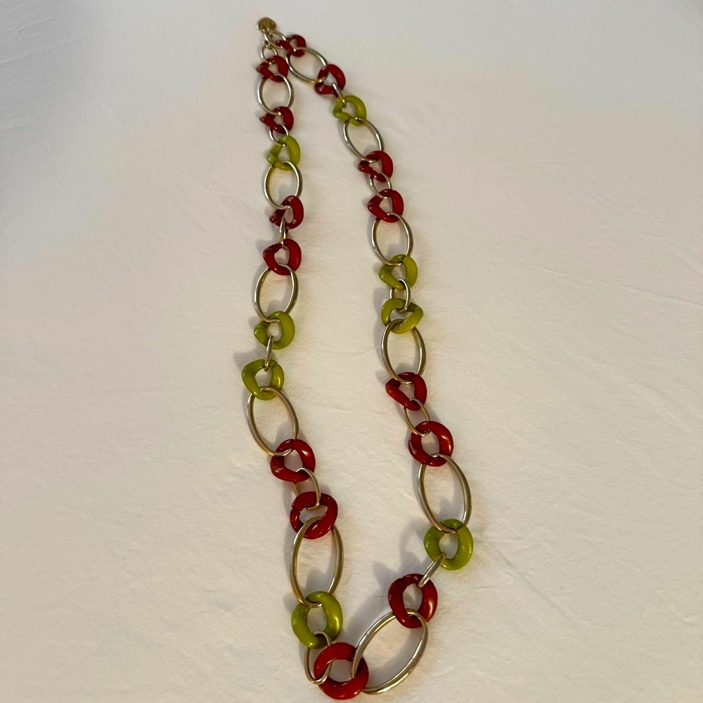 Betsey Johnson Vintage Green and Brown Chunky Necklace - Picture 3 of 4